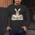 Cute Reading Bunny Glasses Books Bookworm Reader Teacher Men's Long Sleeve T-Shirt, funny design