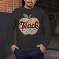 Cute Teacher With Apple Retro Teacher Kids Back To School Men's Long Sleeve T-Shirt, funny design Cute Teacher With Apple Retro Teacher Kids Back To School Men's Long Sleeve T-Shirt, funny design