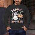 Daycare Boo Crew Groovy Halloween Floral Ghost Kid Teacher Men's Long Sleeve T-Shirt, funny design