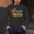 Lets Eat Kids Punctuation Turkey Thanksgiving Teacher Men's Long Sleeve T-Shirt, funny design