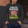 English Teachers Love Brains Zombie Teacher School Halloween Men's Long Sleeve T-Shirt, funny design English Teachers Love Brains Zombie Teacher School Halloween Men's Long Sleeve T-Shirt, funny design