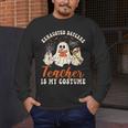 Exhausted Daycare Teacher Is My Costume Halloween Ghost Fun For Men Women Men's Long Sleeve T-Shirt, funny design