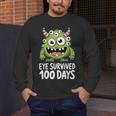 Eye Survived 100 Days Of School Monster Lover Teacher Kids Men's Long Sleeve T-Shirt, funny design
