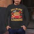 Fall In Love With Learning Pumpkin Thanksgiving Teacher Fall Men's Long Sleeve T-Shirt, funny design