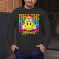 Field Trip Squad Groovy Field Day Smile Face Teacher Tie Dye Men's Long Sleeve T-Shirt, funny design