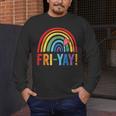Fri-Yay Friyay Rainbow Colors Teacher Childrens Fun Designs Men's Long Sleeve T-Shirt, funny design