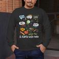 Friendship Inclusion Language Teacher It Starts With Hello Men's Long Sleeve T-Shirt, funny design Friendship Inclusion Language Teacher It Starts With Hello Men's Long Sleeve T-Shirt, funny design