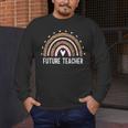 Future Teacher Kids Youth Girls Leopard Rainbow Women Men's Long Sleeve T-Shirt, funny design