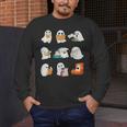 Ghost Reading Teacher Halloween Librarian Book Lover School Men's Long Sleeve T-Shirt, funny design Ghost Reading Teacher Halloween Librarian Book Lover School Men's Long Sleeve T-Shirt, funny design