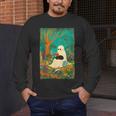 Groovy Ghost Reading Book Cat Halloween Ghost Teacher Men's Long Sleeve T-Shirt, funny design