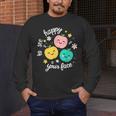 Groovy Happy To See Your Face Teacher School Appreciation Men's Long Sleeve T-Shirt, funny design Groovy Happy To See Your Face Teacher School Appreciation Men's Long Sleeve T-Shirt, funny design