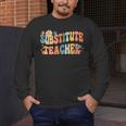 Groovy Substitute Teacher Retro Teacher Back To School Men's Long Sleeve T-Shirt, funny design Groovy Substitute Teacher Retro Teacher Back To School Men's Long Sleeve T-Shirt, funny design