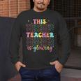 Groovy This Teacher Is Glowing Hello Summer End Of School Men's Long Sleeve T-Shirt, funny design Groovy This Teacher Is Glowing Hello Summer End Of School Men's Long Sleeve T-Shirt, funny design
