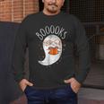 Halloween Cute Ghost Book Reading Teacher Men's Long Sleeve T-Shirt, funny design