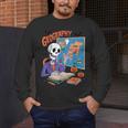 Halloween Skeleton Geography Teacher Pumpkin Bats Classroom Men's Long Sleeve T-Shirt, funny design Halloween Skeleton Geography Teacher Pumpkin Bats Classroom Men's Long Sleeve T-Shirt, funny design