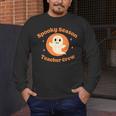 Halloween Teacher Crew Spooky Season Retro Ghost Men's Long Sleeve T-Shirt, funny design
