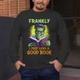 Halloween Teacher Librarian Frankenstein Reading Books Men's Long Sleeve T-Shirt, funny design