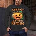Halloween Teacher Librarian Pumpkin Reading Books Men Women Kids Men's Long Sleeve T-Shirt, funny design