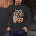 Halloween Teacher Phonemes Graphemes Caffeine Coffee Lover Men's Long Sleeve T-Shirt, funny design