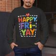 Happy Fri-Yay Teacher Life Weekend Pun Happy Friday Men's Long Sleeve T-Shirt, funny design