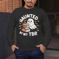 Haunted By My TBR Cute Ghost Book Reading Teacher Halloween Men's Long Sleeve T-Shirt, funny design