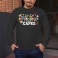 Hot All Superheroes Wear Capes Cute Teacher End Of School Men's Long Sleeve T-Shirt, funny design