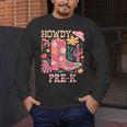 Howdy Pre-K Cowgirls Teacher Back To School Men's Long Sleeve T-Shirt, funny design