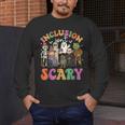 Inclusion Isn't Scary Ghost Mummy Halloween SLP Sped Teacher Men's Long Sleeve T-Shirt, funny design