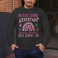 Instructional Assistant Because Teacher Need Hero Learning Men's Long Sleeve T-Shirt, funny design