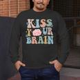 Kiss Your Brain Teacher Inspire Educate Groovy Retro Vintage Men's Long Sleeve T-Shirt, funny design