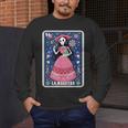 La Maestra Halloween Mexican Bingo Card Teacher Lottery Card Men's Long Sleeve T-Shirt, funny design