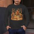 Librarian Turkey Reading Book Fall Thanksgiving Teacher Men's Long Sleeve T-Shirt, funny design
