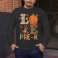Love Pre-k Teacher Shirts Autumn Fall Pumpkin Fall Leopard Men's Long Sleeve T-Shirt, funny design