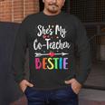Matching Co-Teacher Best Friend She's My Bestie Work Team Men's Long Sleeve T-Shirt, funny design