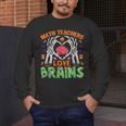 Math Teacher Love Brain Heart Skeleton Hand Zombie Halloween Men's Long Sleeve T-Shirt, funny design