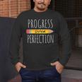 Motivational Progress Over Perfection Back To School Teacher Men's Long Sleeve T-Shirt, funny design Motivational Progress Over Perfection Back To School Teacher Men's Long Sleeve T-Shirt, funny design