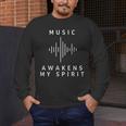 Music Awakens My Spirit Inspiring Musician Teacher Quote Men's Long Sleeve T-Shirt, funny design