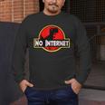 Nerdy No Internet Dinosaur Computer Science Teacher Men's Long Sleeve T-Shirt, funny design