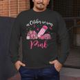 In October We Wear Pink Apple Teacher Daisy Breast Cancer Men's Long Sleeve T-Shirt, funny design