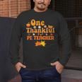 One Thankful PE Teacher Thanksgiving Fall Autumn Groovy Men's Long Sleeve T-Shirt, funny design One Thankful PE Teacher Thanksgiving Fall Autumn Groovy Men's Long Sleeve T-Shirt, funny design