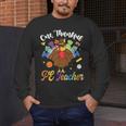 One Thankful PE Teacher Turkey Thanksgiving -Adults & Kids Classic Fit Polyester 100 Short Sleeve Men's Long Sleeve T-Shirt, funny design