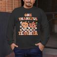 One Thankful Teacher Fall Leaves Thanksgiving Retro Men's Long Sleeve T-Shirt, funny design
