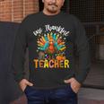 One Thankful Teacher Thanksgiving Turkey Cute Crayon Pencil Men's Long Sleeve T-Shirt, funny design One Thankful Teacher Thanksgiving Turkey Cute Crayon Pencil Men's Long Sleeve T-Shirt, funny design