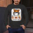 One Thankful Teacher's Aide Messy Bun Thanksgiving Fall Men's Long Sleeve T-Shirt, funny design