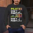 Pilates Instructor Teacher Watercolor Pilates Don't Fart Men Women Kids Men's Long Sleeve T-Shirt, funny design