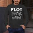Plot It Builds Character Book Reading Teacher Men's Long Sleeve T-Shirt, funny design Plot It Builds Character Book Reading Teacher Men's Long Sleeve T-Shirt, funny design