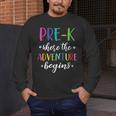 Pre-K Teacher Adventure Begins First Day Preschool Teachers Men's Long Sleeve T-Shirt, funny design