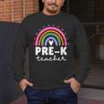 Pre-K Teacher Cute Pre Kindergarten For Teachers Rainbow For Men Women Kids Men's Long Sleeve T-Shirt, funny design
