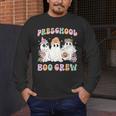 Preschool Boo Crew Groovy Halloween Floral Ghost Teacher Men Women Kids Men's Long Sleeve T-Shirt, funny design