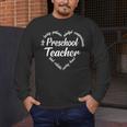 Preschool Teacher Heart Word Cloud Men's Long Sleeve T-Shirt, funny design